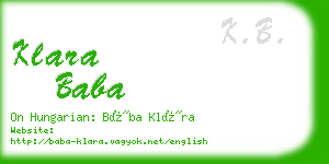 klara baba business card